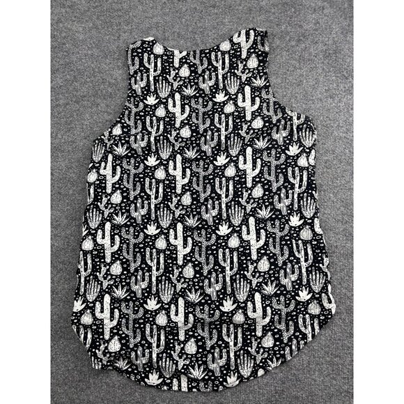 KAVU Shirt Womens Medium Black White Cactus Print Sleeveless Tank Top Blouse - Picture 7 of 7